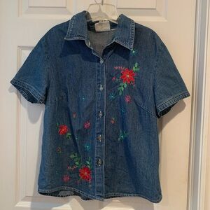 Embroidered Denim Button Down Shirt from Studio Ease Cottage Core